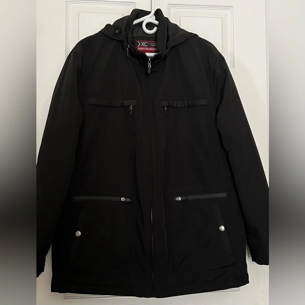 Johnston & Murphy Black XC4 Extreme Comfort Hood Cargo Performance Jacket Large